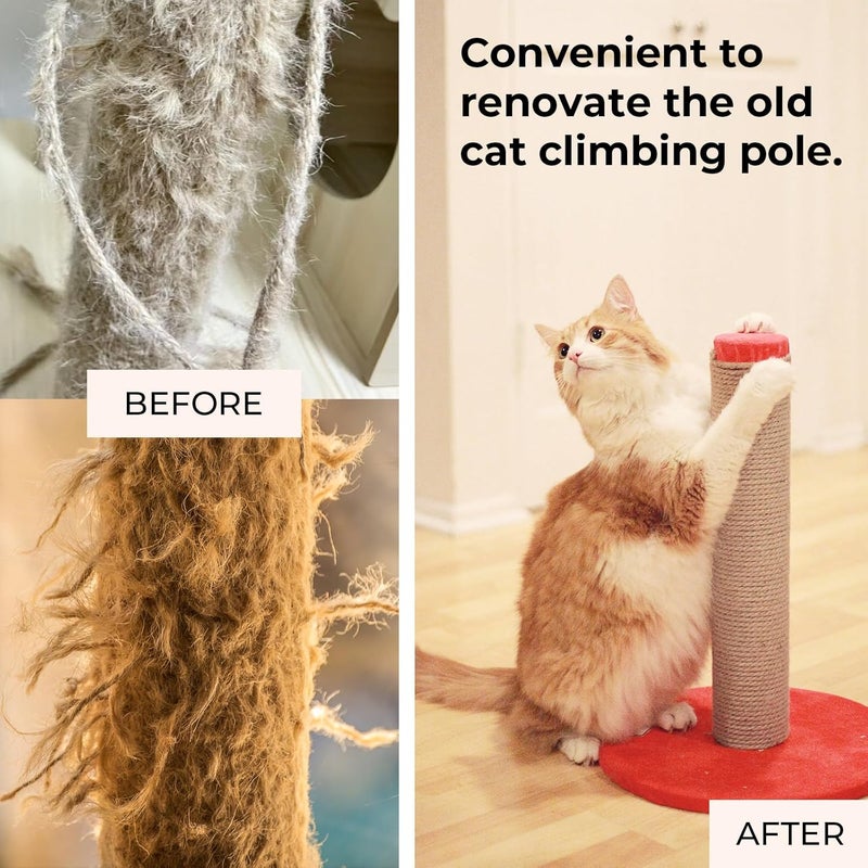 THAMIAO Nature Hemp Rope, Sisal Rope for Cat Scratcher, Cat Scratching Post Replacement, Heavy Duty Jute Twine for Cat Tree and Tower, DIY (1/4 inch, 50 FT) - Image 4